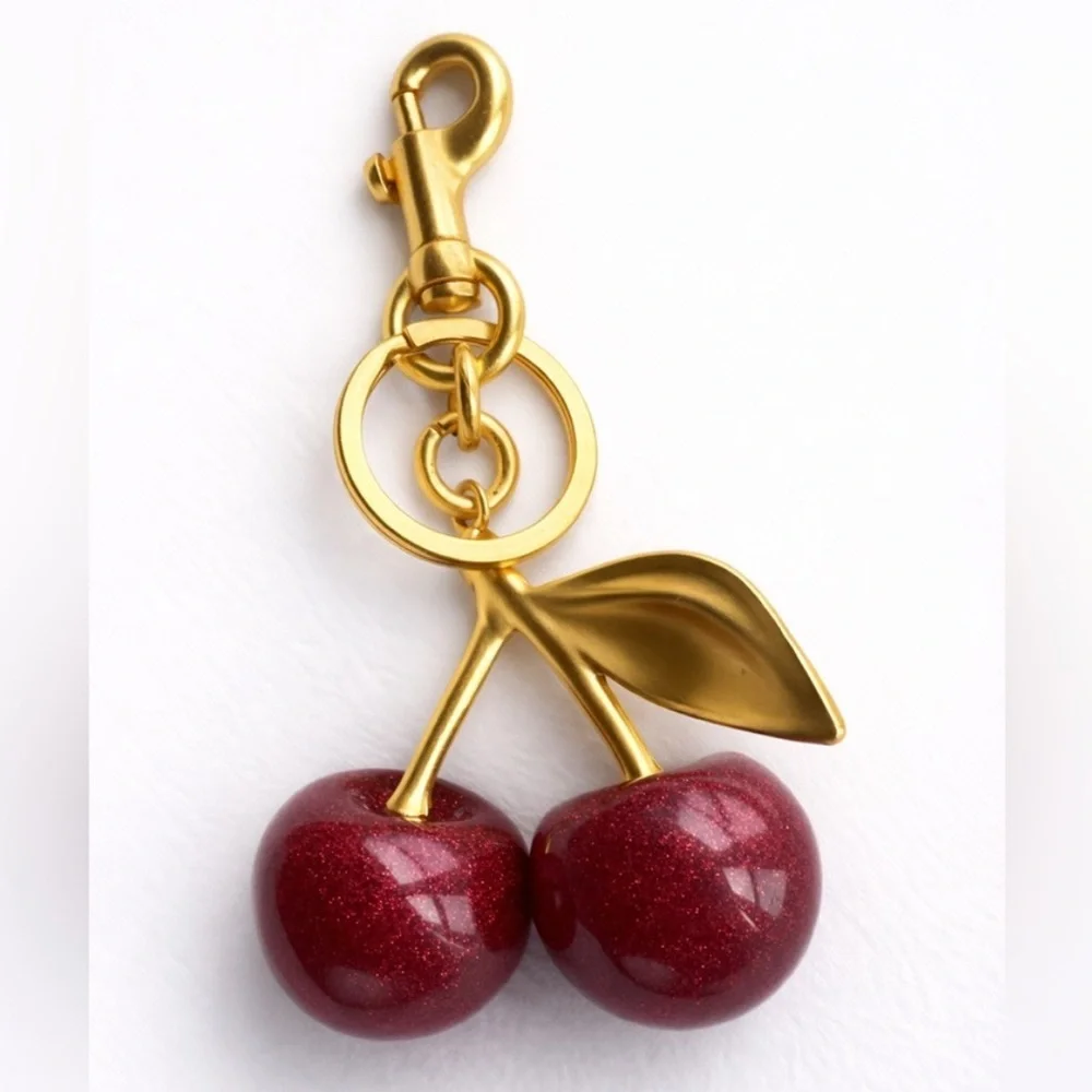 Gold and Red Cherry Keychain - Picture 5 of 7